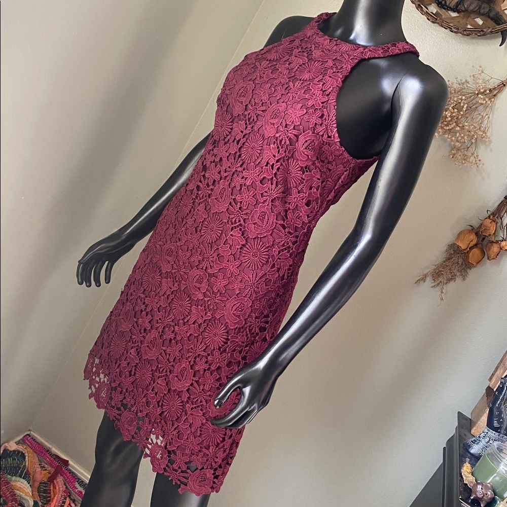 Lulu's Burgundy Lace Mini Dress - Picture 5 of 13
